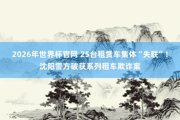 2026年世界杯官网 25台租赁车集体“失联”！沈阳警方破获系列租车欺诈案