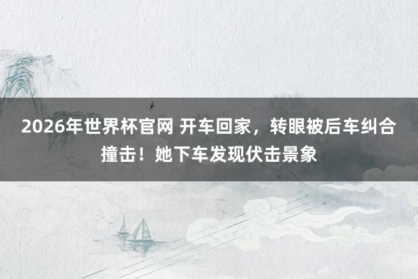 2026年世界杯官网 开车回家，转眼被后车纠合撞击！她下车发现伏击景象