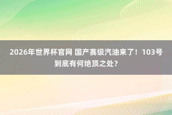 2026年世界杯官网 国产赛级汽油来了！103号到底有何绝顶之处？