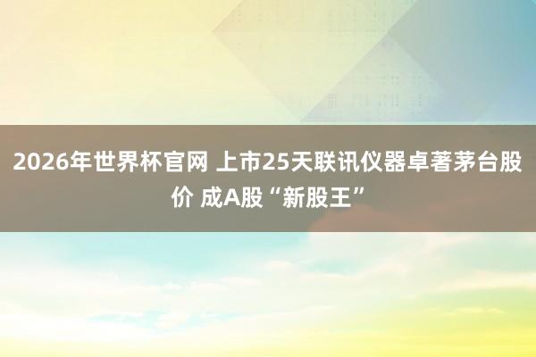2026年世界杯官网 上市25天联讯仪器卓著茅台股价 成A股“新股王”
