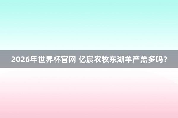 2026年世界杯官网 亿宸农牧东湖羊产羔多吗？