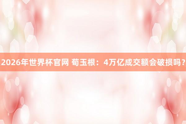 2026年世界杯官网 荀玉根：4万亿成交额会破损吗？