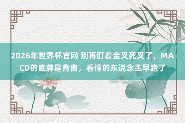 2026年世界杯官网 别再盯着金叉死叉了，MACD的底牌是背离，看懂的东说念主早跑了