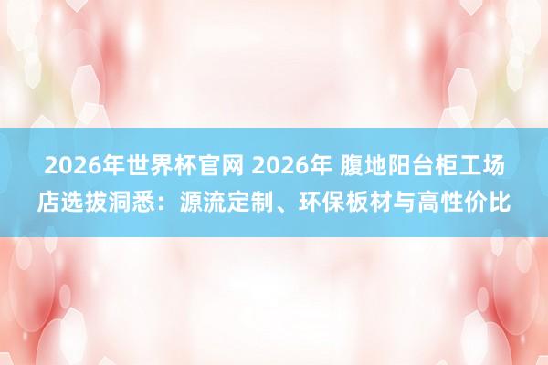2026年世界杯官网 2026年 腹地阳台柜工场店选拔洞悉：源流定制、环保板材与高性价比