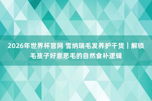 2026年世界杯官网 雪纳瑞毛发养护干货｜解锁毛孩子好意思毛的自然食补逻辑