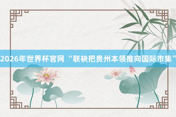 2026年世界杯官网 “联袂把贵州本领推向国际市集”