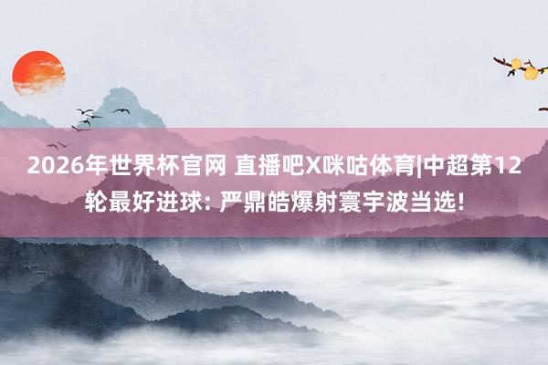 2026年世界杯官网 直播吧X咪咕体育|中超第12轮最好进球: 严鼎皓爆射寰宇波当选!