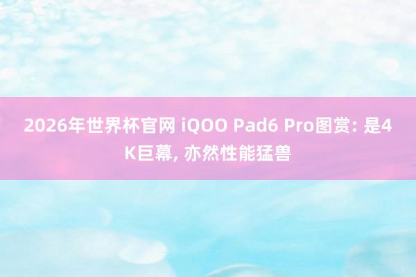2026年世界杯官网 iQOO Pad6 Pro图赏: 是4K巨幕， 亦然性能猛兽