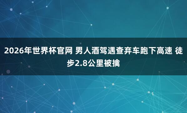 2026年世界杯官网 男人酒驾遇查弃车跑下高速 徒步2.8公里被擒