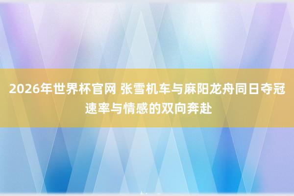 2026年世界杯官网 张雪机车与麻阳龙舟同日夺冠 速率与情感的双向奔赴
