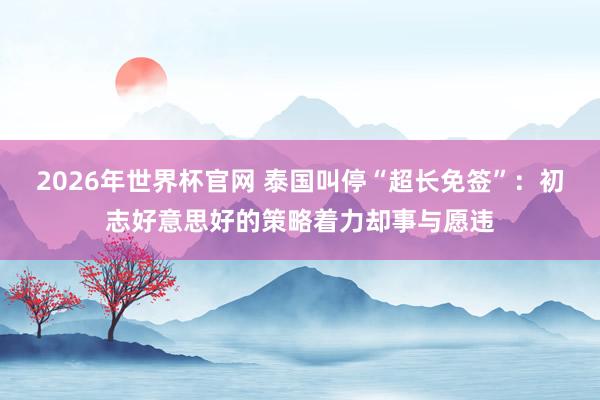 2026年世界杯官网 泰国叫停“超长免签”：初志好意思好的策略着力却事与愿违