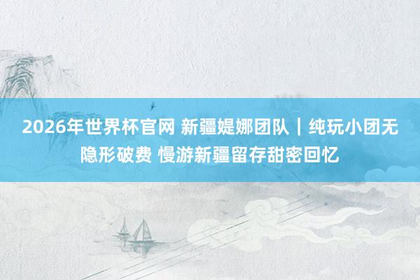 2026年世界杯官网 新疆媞娜团队｜纯玩小团无隐形破费 慢游新疆留存甜密回忆