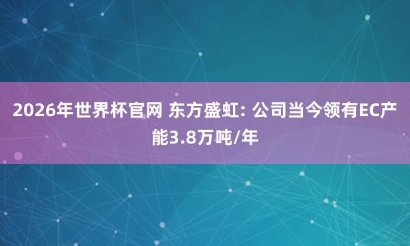 2026年世界杯官网 东方盛虹: 公司当今领有EC产能3.8万吨/年