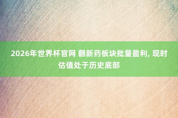 2026年世界杯官网 翻新药板块批量盈利， 现时估值处于历史底部