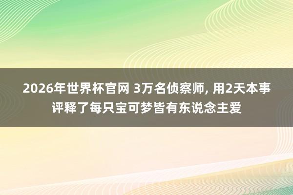 2026年世界杯官网 3万名侦察师， 用2天本事评释了每只宝可梦皆有东说念主爱