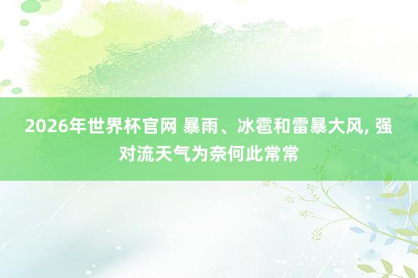 2026年世界杯官网 暴雨、冰雹和雷暴大风， 强对流天气为奈何此常常