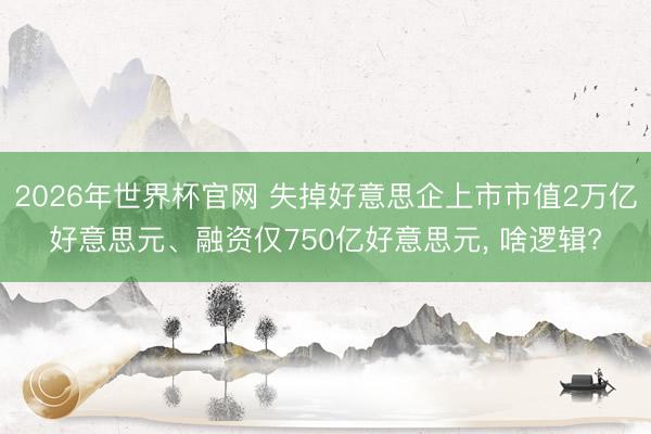 2026年世界杯官网 失掉好意思企上市市值2万亿好意思元、融资仅750亿好意思元, 啥逻辑?