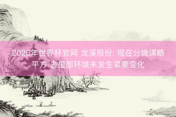 2026年世界杯官网 龙溪股份: 现在分娩谋略平方 表里部环境未发生紧要变化