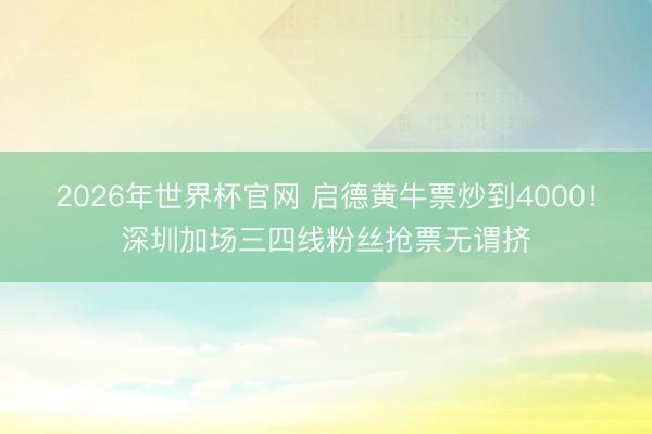 2026年世界杯官网 启德黄牛票炒到4000！深圳加场三四线粉丝抢票无谓挤