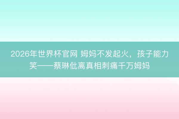 2026年世界杯官网 姆妈不发起火，孩子能力笑——蔡琳仳离真相刺痛千万姆妈