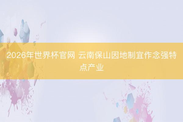 2026年世界杯官网 云南保山因地制宜作念强特点产业