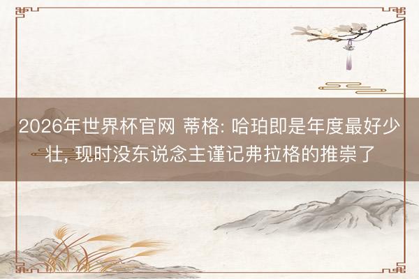 2026年世界杯官网 蒂格: 哈珀即是年度最好少壮， 现时没东说念主谨记弗拉格的推崇了