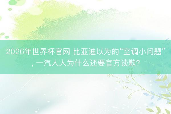 2026年世界杯官网 比亚迪以为的“空调小问题”， 一汽人人为什么还要官方谈歉?